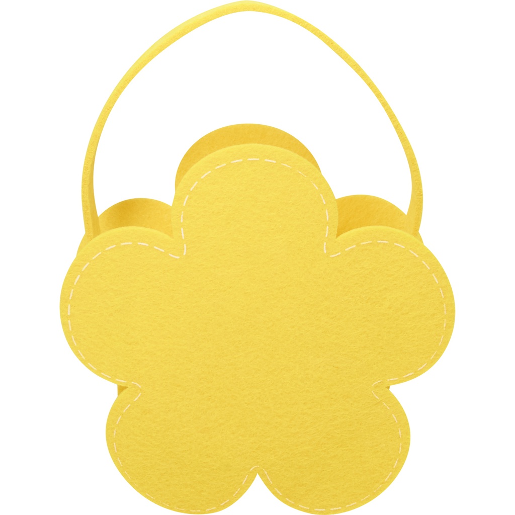 Bright blooms felt flower basket yellow