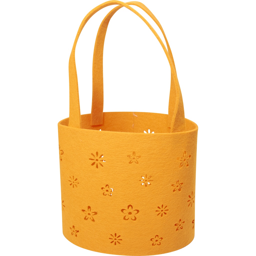 Bright blooms felt basket orange