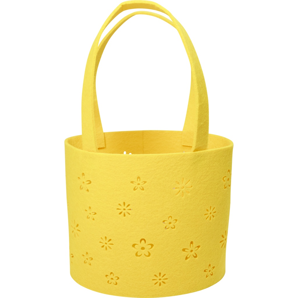 Bright blooms felt basket yellow