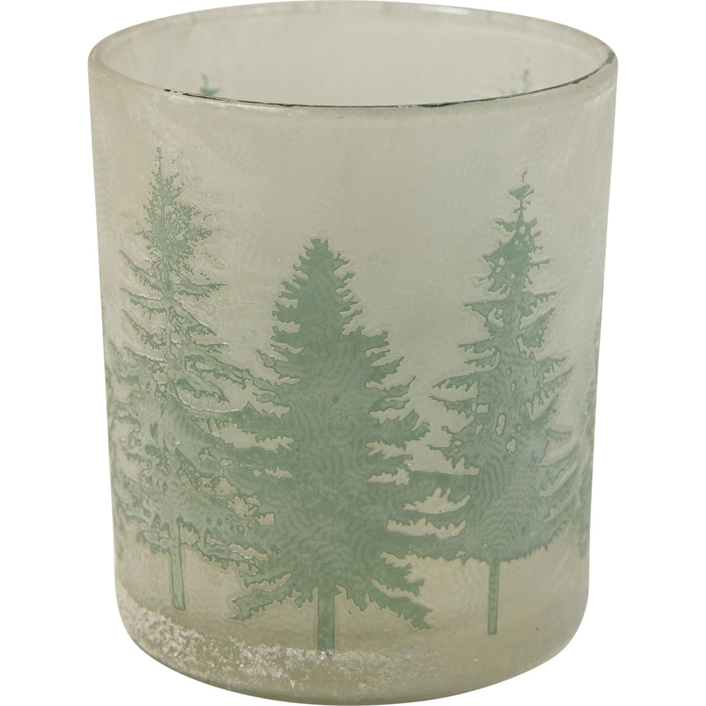 MY CHRISTMAS VILLAGE big glass candle holder