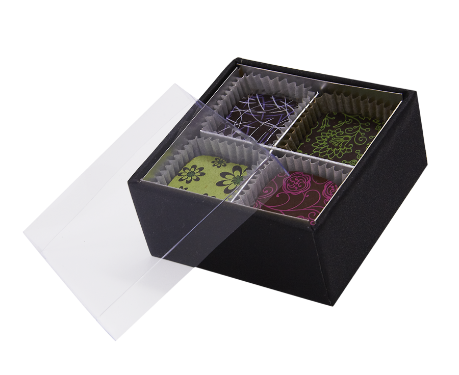 Black is black transparent 4 chocolates