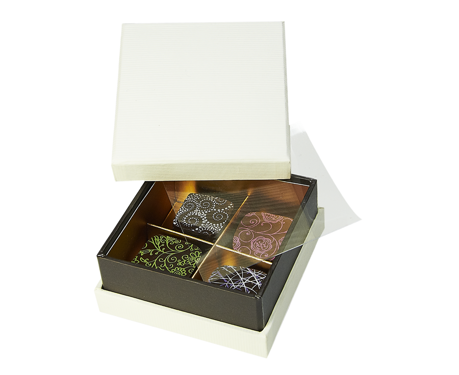 Ivory coffret à gorge carré 4 chocolats