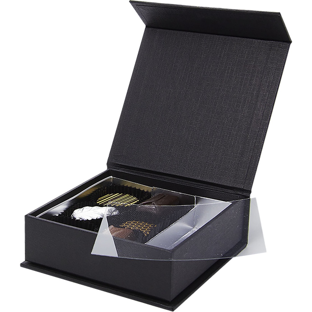 Black is black coffret à fermeture aimantée carré 9 chocolats