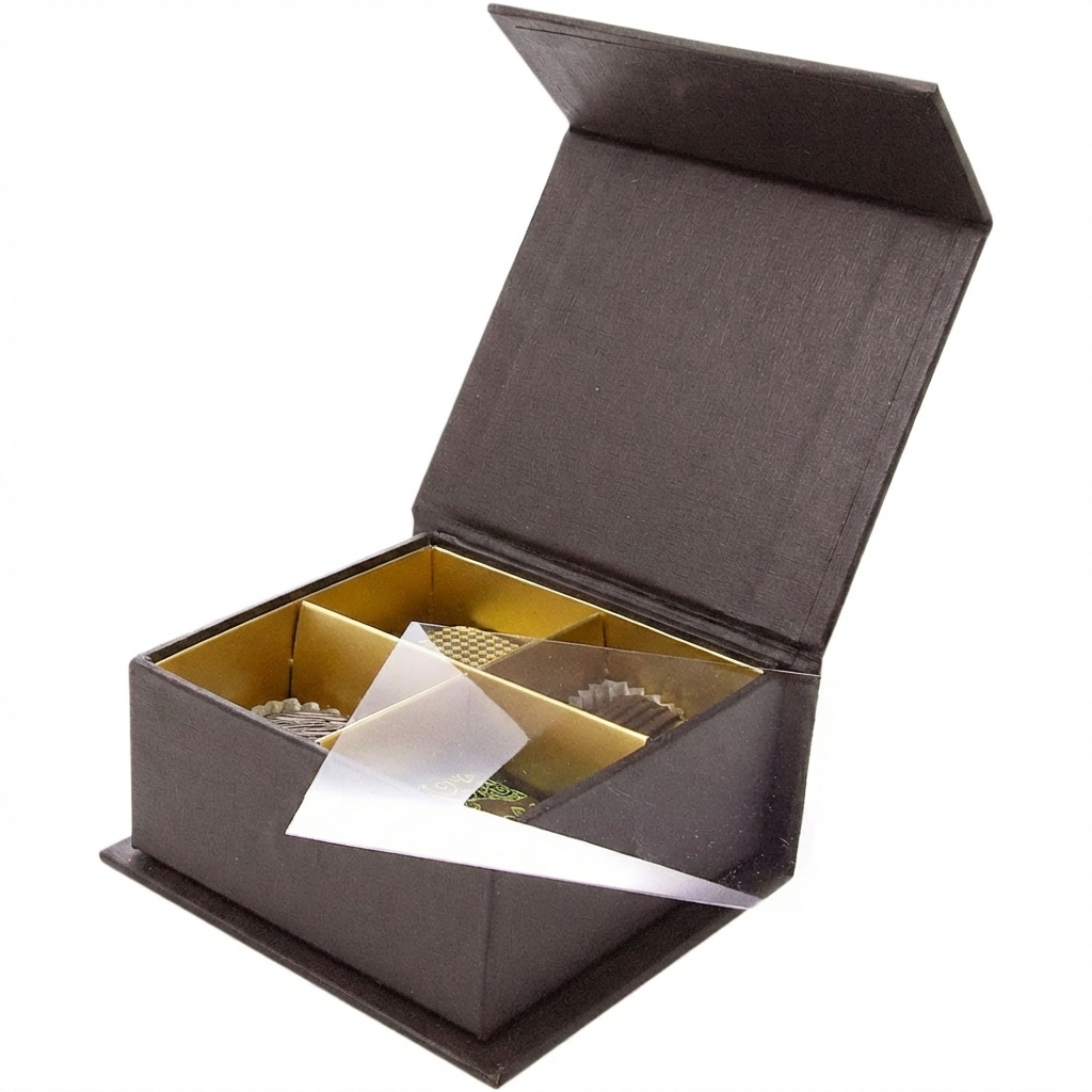 Chocolate coffret à fermeture aimantée carré 4 chocolats