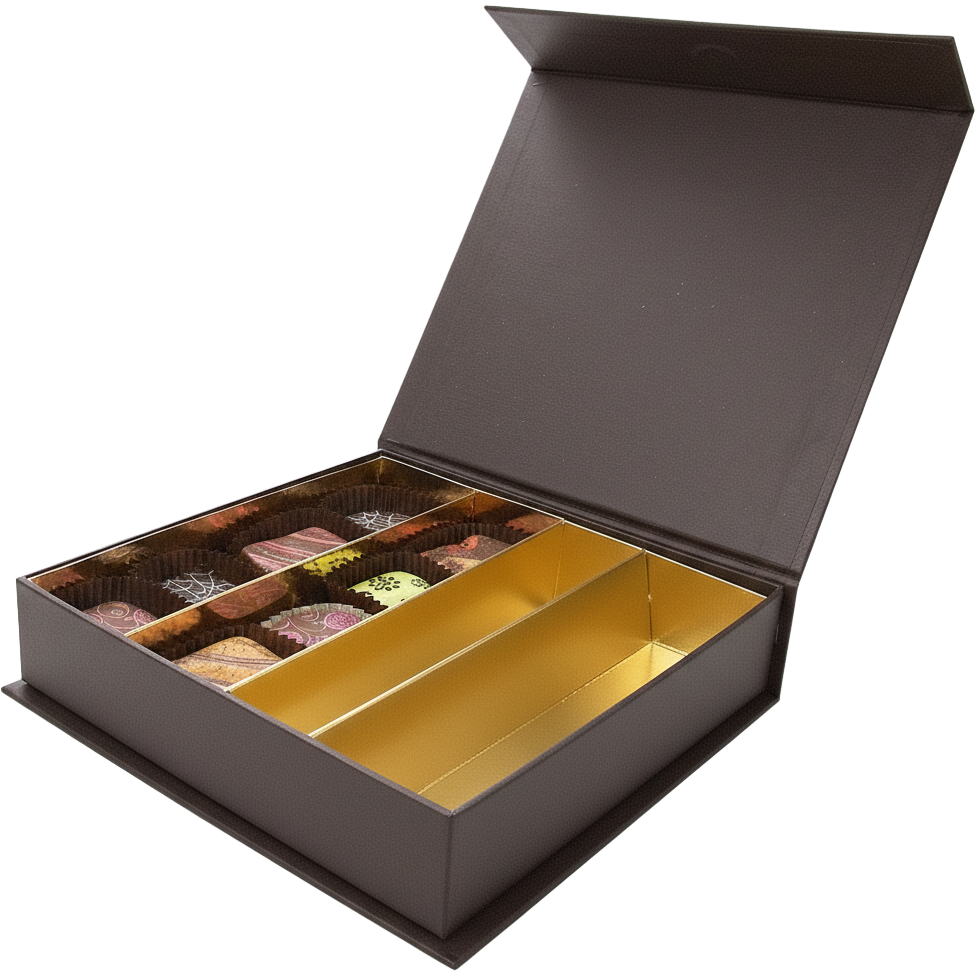 Chocolate Magnetverschluss quadratische Box 16 Schokolade