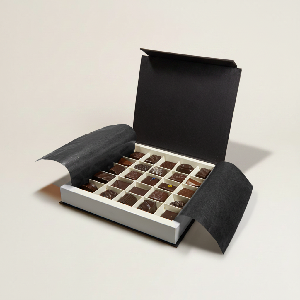 Prestige coffret à fermeture aimantée carré 25 chocolats