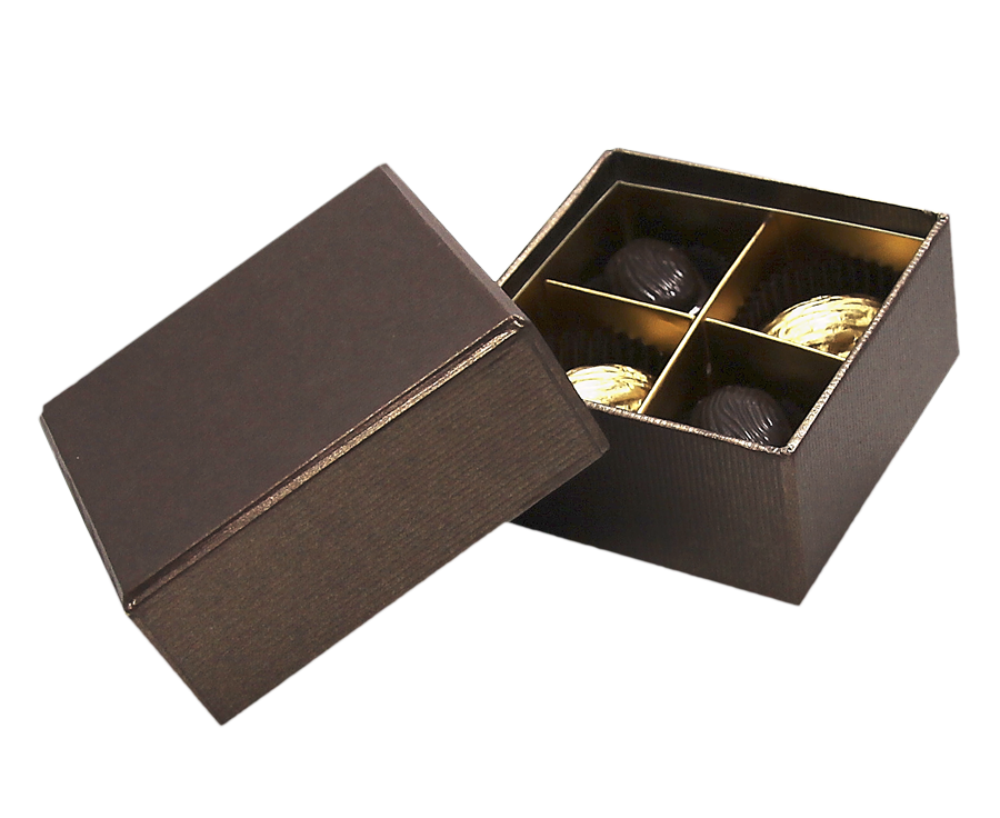 Terra coffret couvercle & base carré 4 chocolats