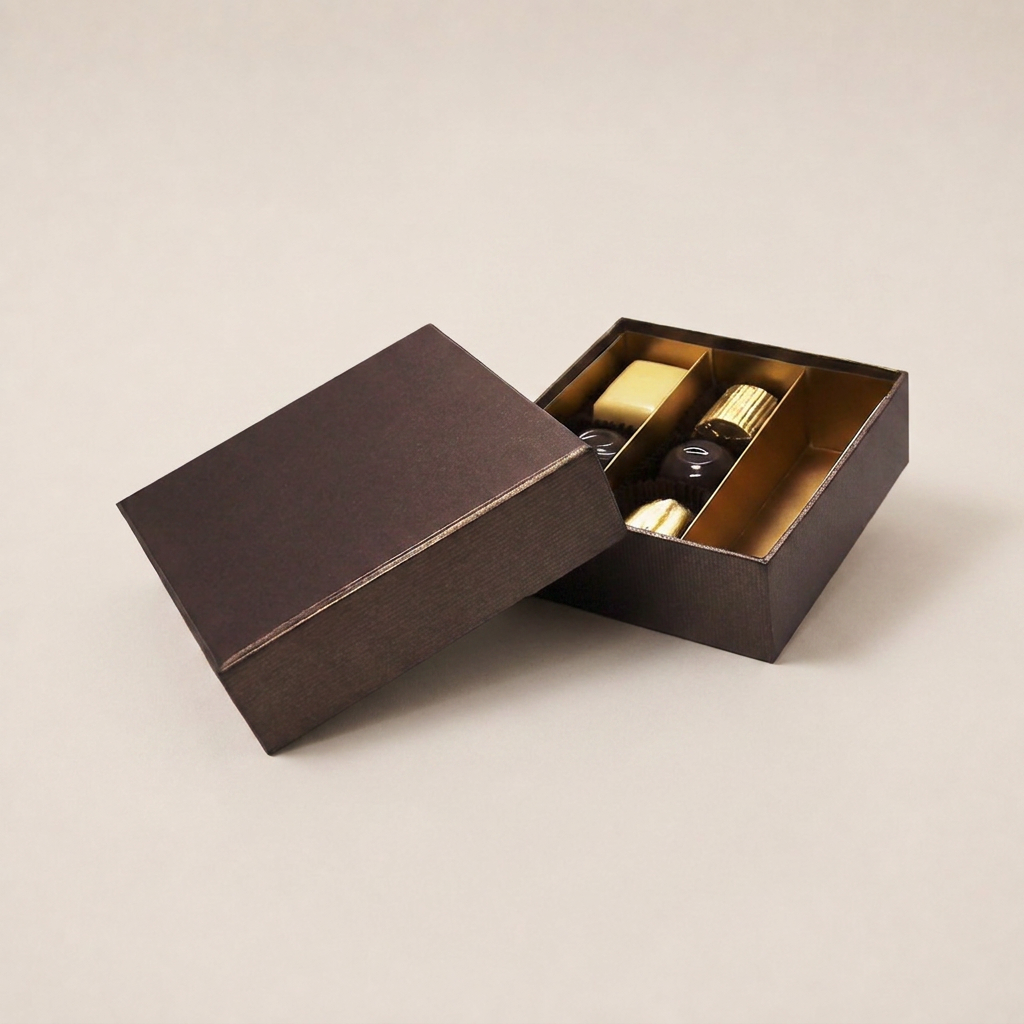 Terra coperchio & base scatola quadrata 9 cioccolato
