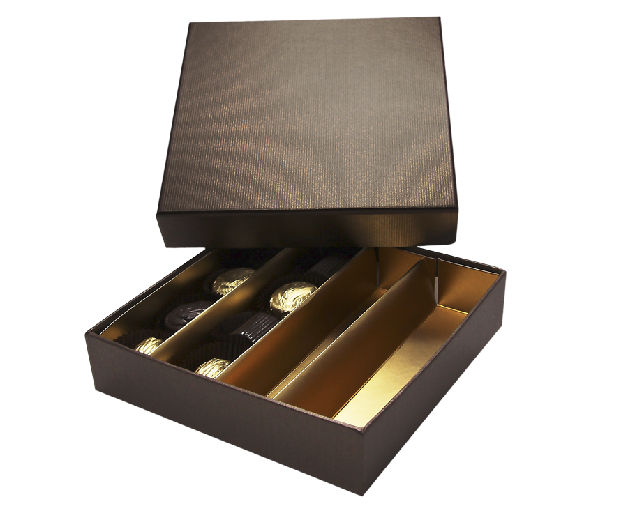 Terra deksel & basis vierkante doos 16 chocolade
