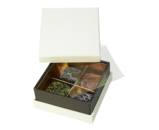 [BXR140401] Ivory coffret à gorge carré 4 chocolats