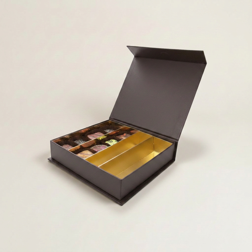 [BXR171679] Chocolate coffret à fermeture aimantée carré 16 chocolats