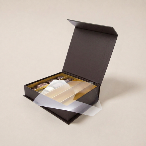 [BXR172579] Chocolate coffret à fermeture aimantée carré 25 chocolats