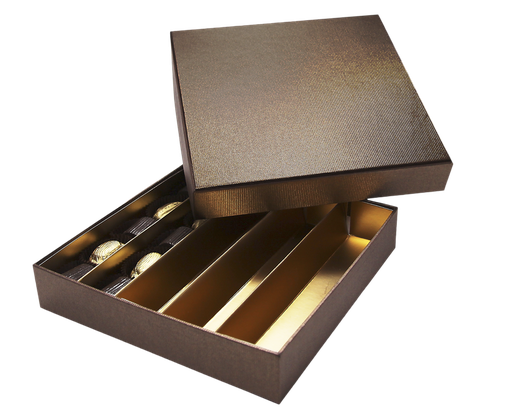 [BXR322578] Terra coffret couvercle & base carré 25 chocolats
