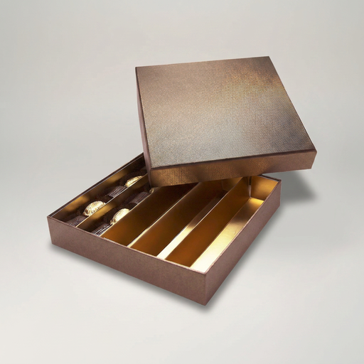 [BXR322578] Terra coffret couvercle & base carré 25 chocolats
